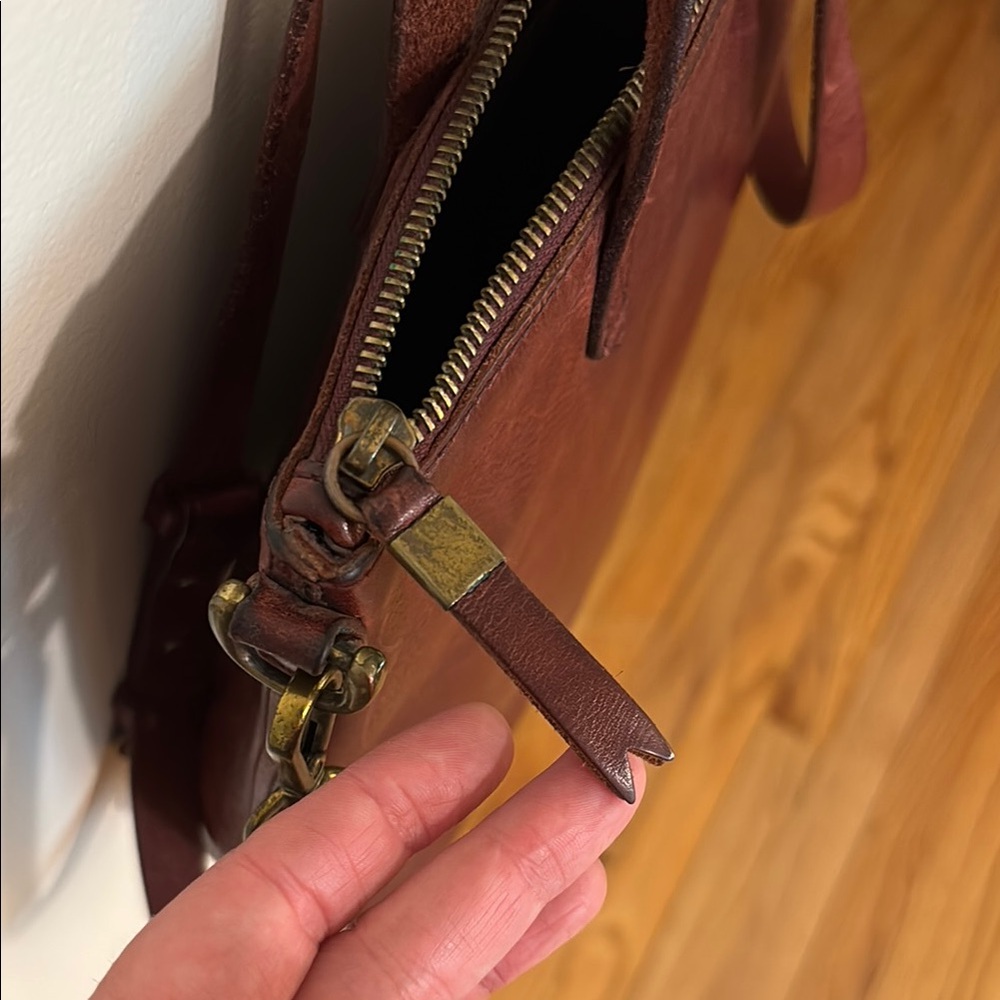 Madewell crossbody zip top transport tote mini purse deep red leather - Picture 7 of 12